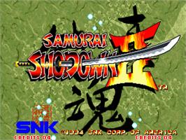 Title screen of Samurai Shodown 2 on the SNK Neo-Geo AES.