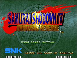 Title screen of Samurai Shodown 4 on the SNK Neo-Geo AES.