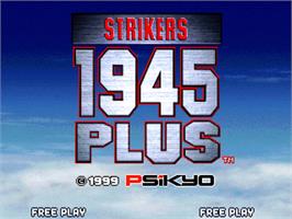Title screen of Strikers 1945 Plus on the SNK Neo-Geo AES.