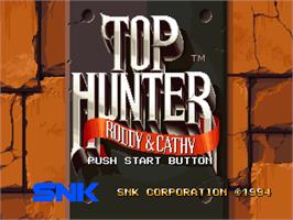 Title screen of Top Hunter on the SNK Neo-Geo AES.