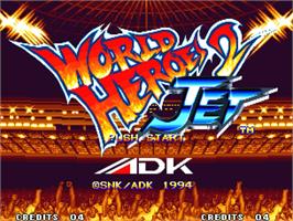 Title screen of World Heroes 2 Jet on the SNK Neo-Geo AES.