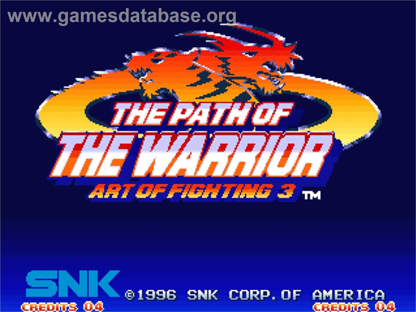 Art of Fighting 3 - The Path of the Warrior - SNK Neo-Geo AES - Artwork - Title Screen