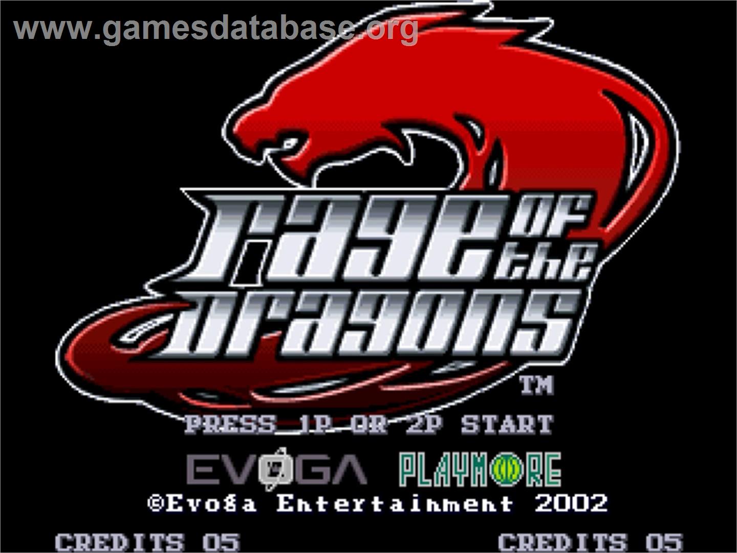 Rage Of The Dragons - SNK Neo-Geo AES - Artwork - Title Screen