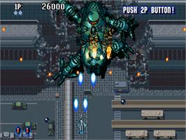In game image of Aero Fighters 2 on the SNK Neo-Geo CD.
