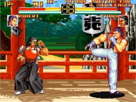 In game image of Art of Fighting on the SNK Neo-Geo CD.