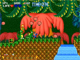 In game image of Blue's Journey on the SNK Neo-Geo CD.
