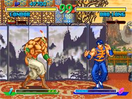 In game image of Breakers on the SNK Neo-Geo CD.