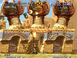 In game image of Metal Slug 2 on the SNK Neo-Geo CD.