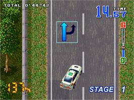 In game image of Neo Drift Out - New Technology on the SNK Neo-Geo CD.