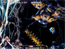In game image of Pulstar on the SNK Neo-Geo CD.