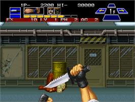 In game image of The Super Spy on the SNK Neo-Geo CD.