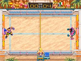 In game image of Windjammers on the SNK Neo-Geo CD.