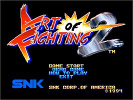 Title screen of Art Of Fighting 2 on the SNK Neo-Geo CD.