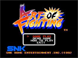 Title screen of Art of Fighting on the SNK Neo-Geo CD.
