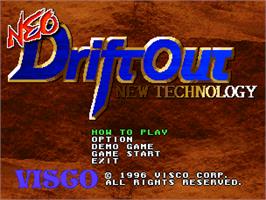 Title screen of Neo Drift Out - New Technology on the SNK Neo-Geo CD.