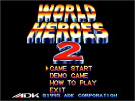 Title screen of World Heroes 2 on the SNK Neo-Geo CD.
