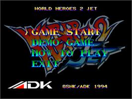 Title screen of World Heroes 2 Jet on the SNK Neo-Geo CD.