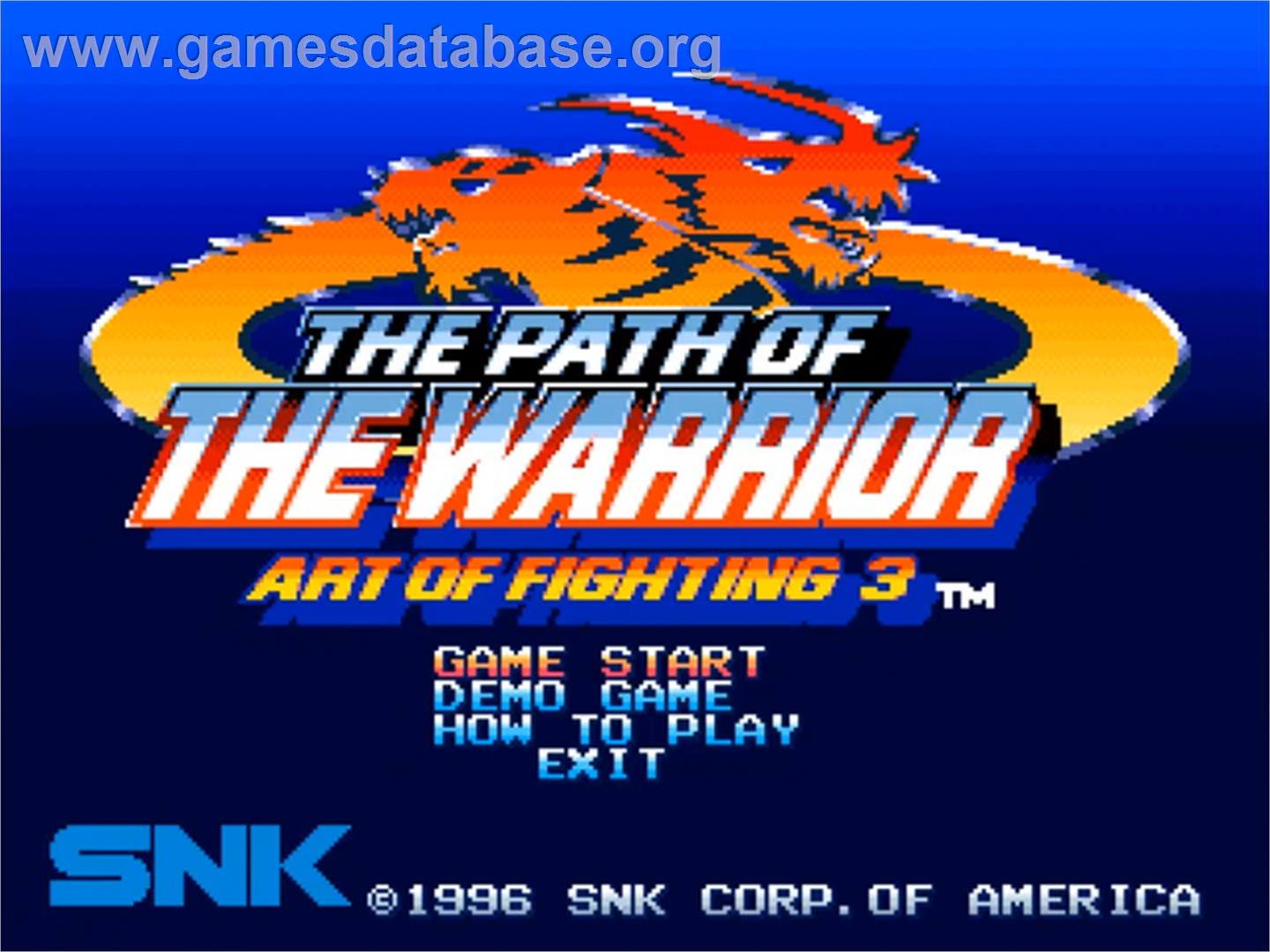 Art of Fighting 3: The Path of The Warrior - SNK Neo-Geo CD - Artwork - Title Screen