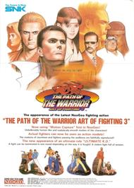 Advert for Art Of Fighting 3 - The Path Of The Warrior on the SNK Neo-Geo CD.