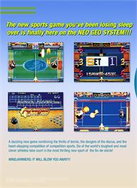 Box back cover for Windjammers on the SNK Neo-Geo MVS.