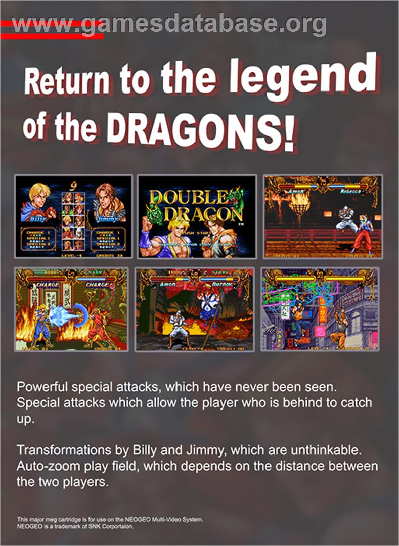 Double Dragon - SNK Neo-Geo MVS - Artwork - Box Back