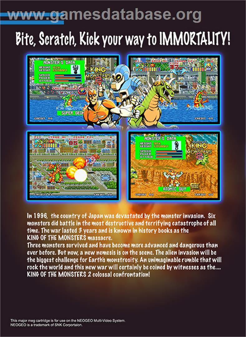 King Of The Monsters 2 - The Next Thing - SNK Neo-Geo MVS - Artwork - Box Back