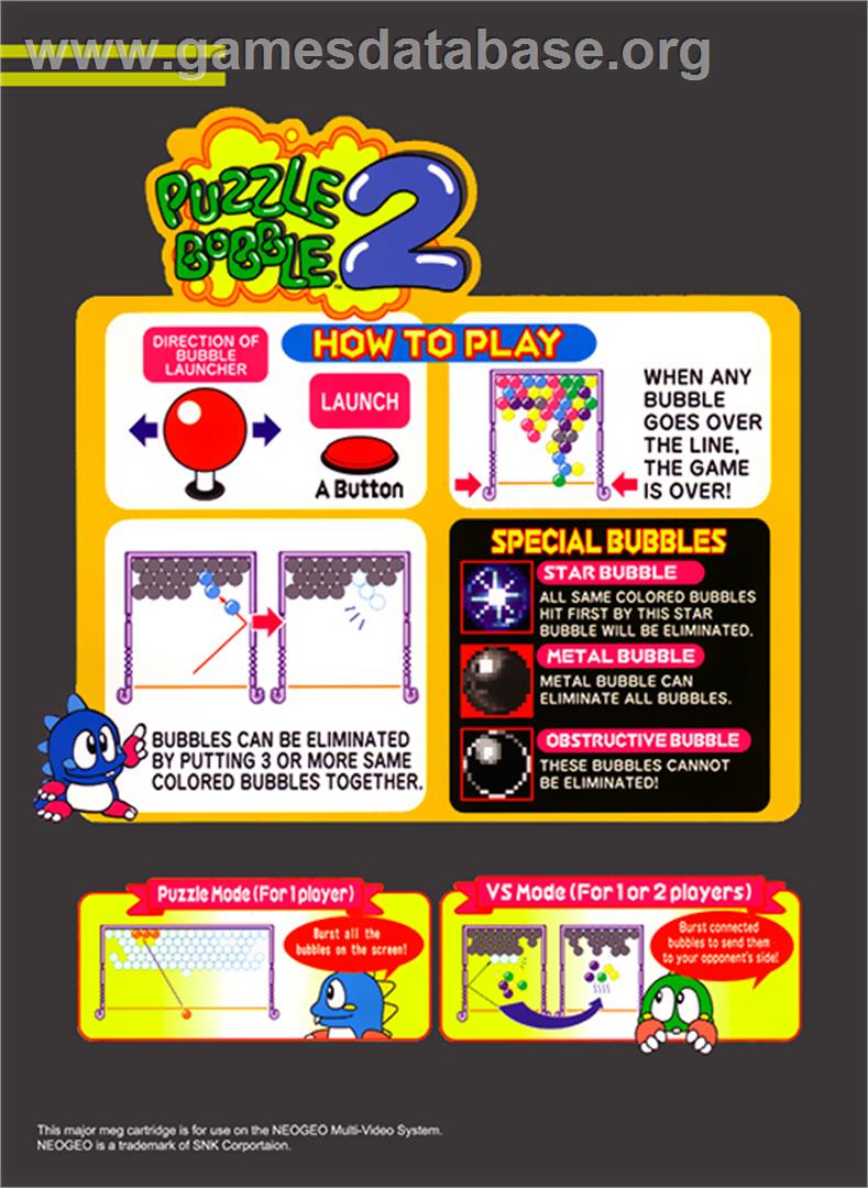 Puzzle Bobble 2 - SNK Neo-Geo MVS - Artwork - Box Back