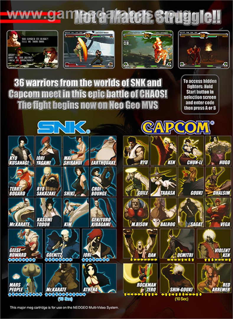 SNK vs. Capcom - SVC Chaos - SNK Neo-Geo MVS - Artwork - Box Back