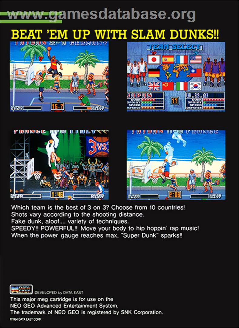 Street Hoop - SNK Neo-Geo MVS - Artwork - Box Back