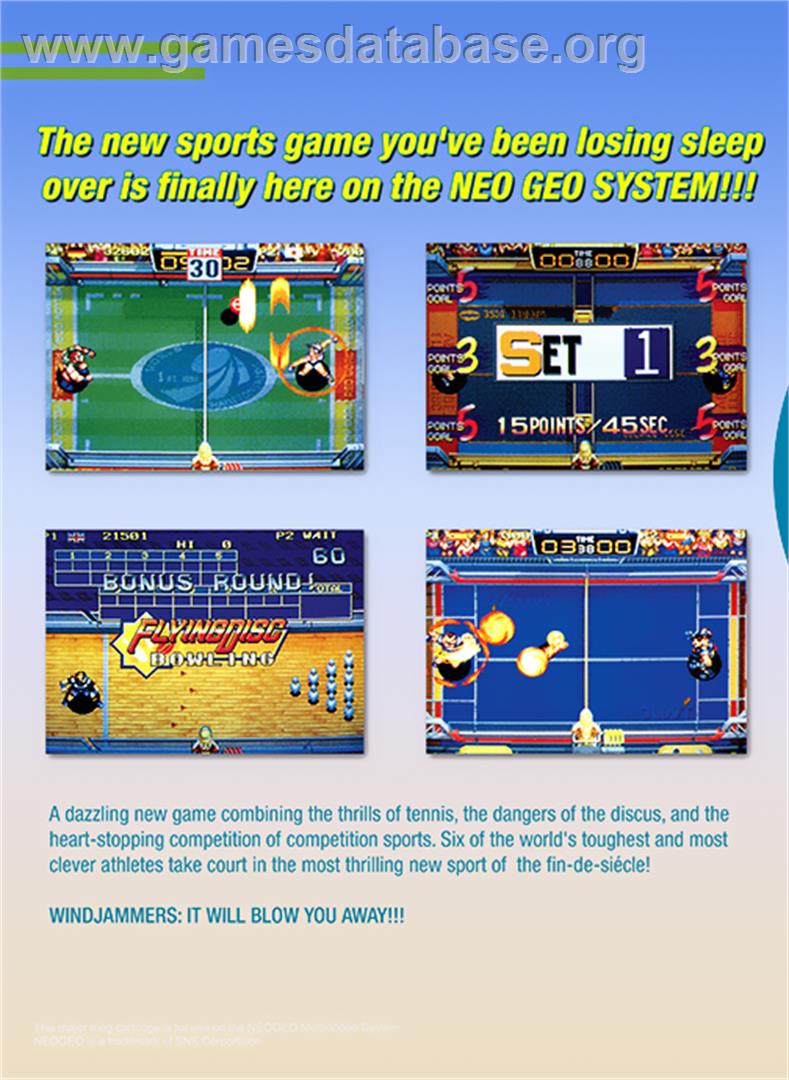 Windjammers - SNK Neo-Geo MVS - Artwork - Box Back