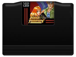 Cartridge artwork for Shock Troopers on the SNK Neo-Geo MVS.