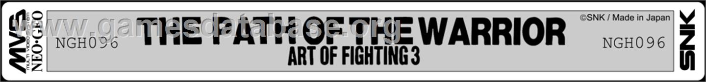 Art of Fighting 3 - The Path of the Warrior - SNK Neo-Geo MVS - Artwork - Cartridge Top