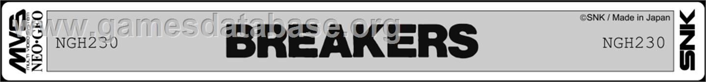 Breakers - SNK Neo-Geo MVS - Artwork - Cartridge Top