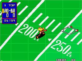 In game image of 2020 Super Baseball on the SNK Neo-Geo MVS.