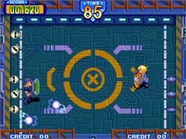 In game image of Battle Flip Shot on the SNK Neo-Geo MVS.