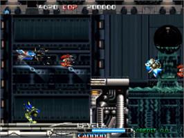 In game image of Pulstar on the SNK Neo-Geo MVS.
