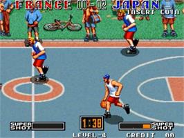 In game image of Street Hoop on the SNK Neo-Geo MVS.