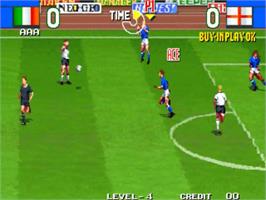 In game image of Super Sidekicks 2 - The World Championship on the SNK Neo-Geo MVS.