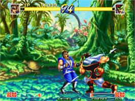 In game image of World Heroes Perfect on the SNK Neo-Geo MVS.