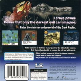 Box back cover for Dark Arms - Beast Buster 1999 on the SNK Neo-Geo Pocket Color.