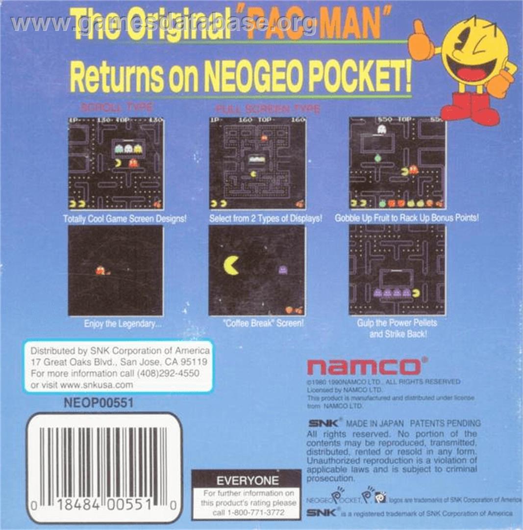 Pac-man - SNK Neo-Geo Pocket Color - Artwork - Box Back