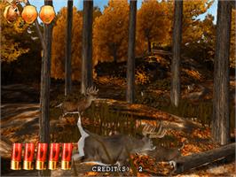 In game image of Extreme Hunting on the Sammy Atomiswave.