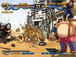 In game image of Fist of the North Star on the Sammy Atomiswave.