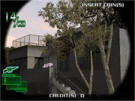 In game image of Ranger Mission on the Sammy Atomiswave.