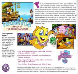 Box back cover for Freddi Fish: The Case of the Stolen Conch Shell on the ScummVM.