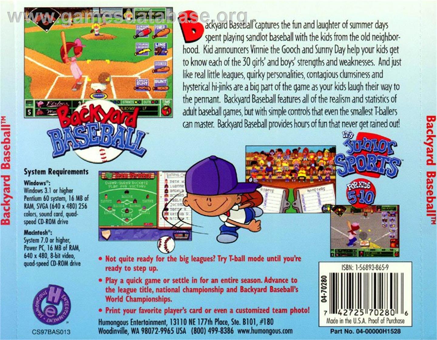 Backyard Baseball - ScummVM - Artwork - Box Back