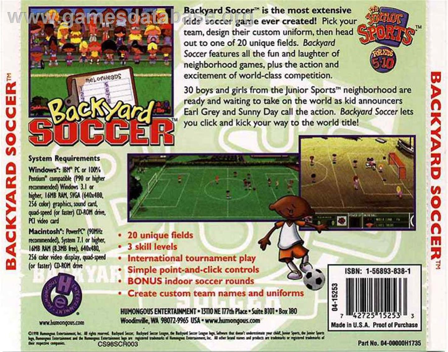 Backyard Soccer - ScummVM - Artwork - Box Back