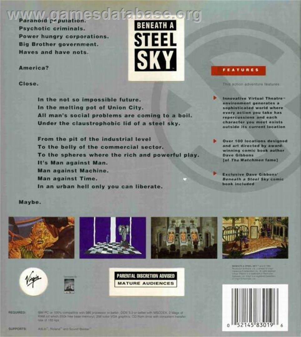 Beneath a Steel Sky - ScummVM - Artwork - Box Back