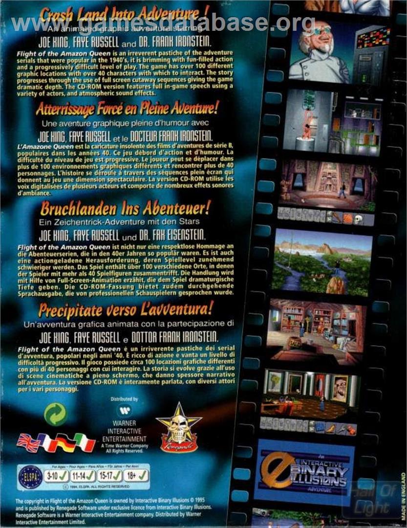 Flight of the Amazon Queen - ScummVM - Artwork - Box Back