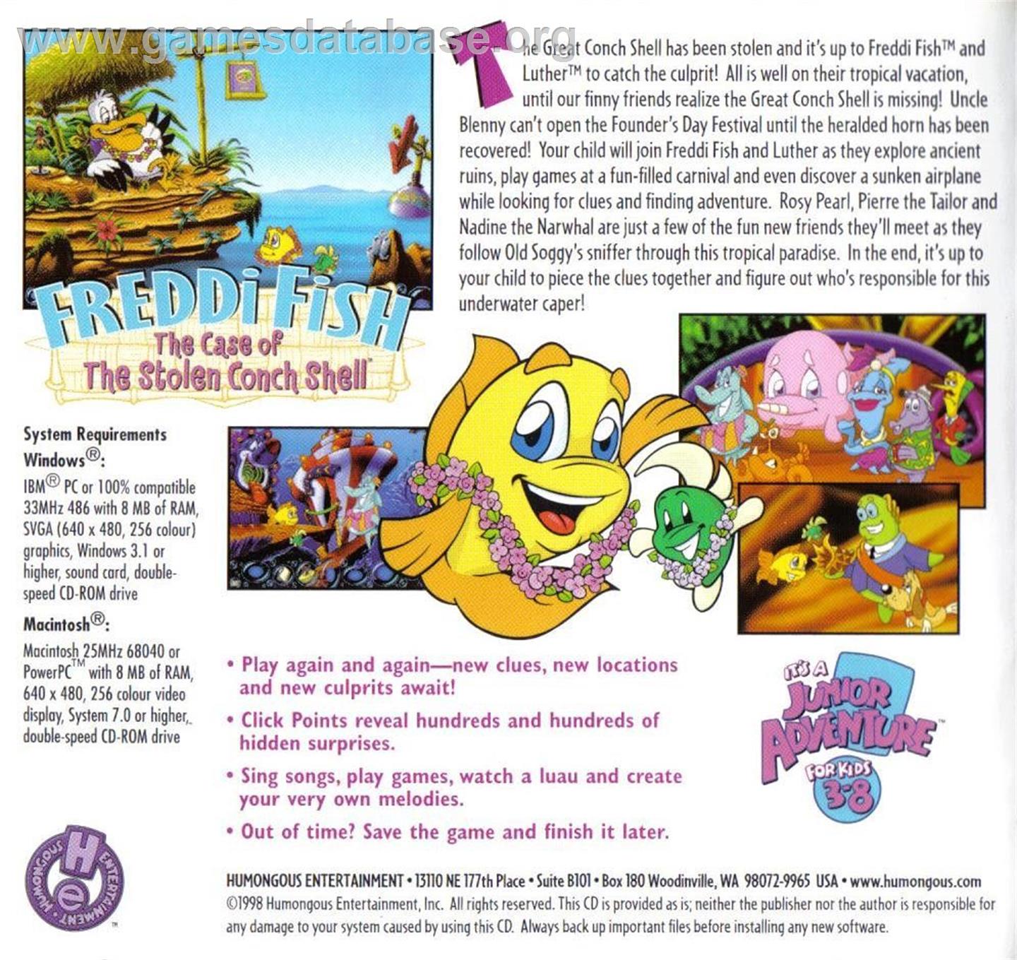 Freddi Fish: The Case of the Stolen Conch Shell - ScummVM - Artwork - Box Back